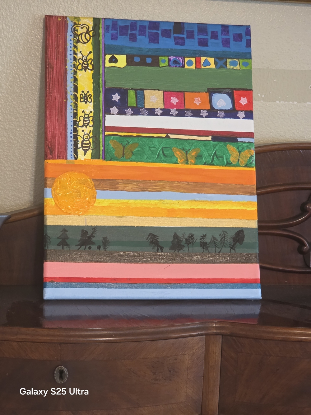 Vibrant Striped Abstract Canvas Art - Multicolor